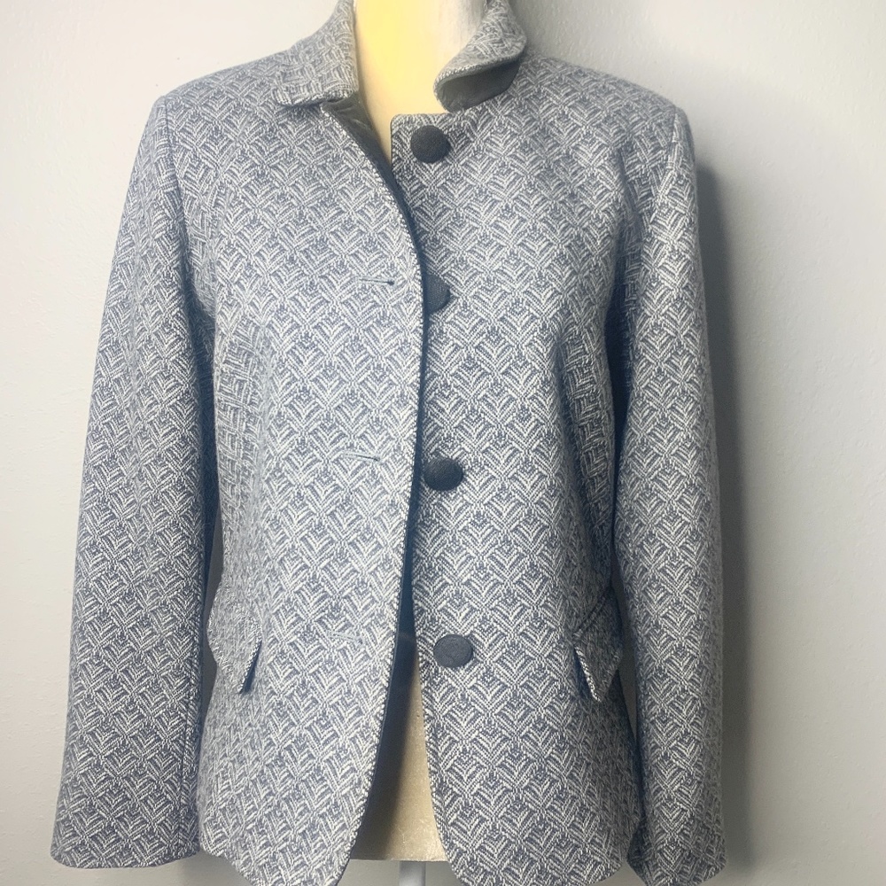 Talbots Gray Embroidered Wool Blazer NEW 14P